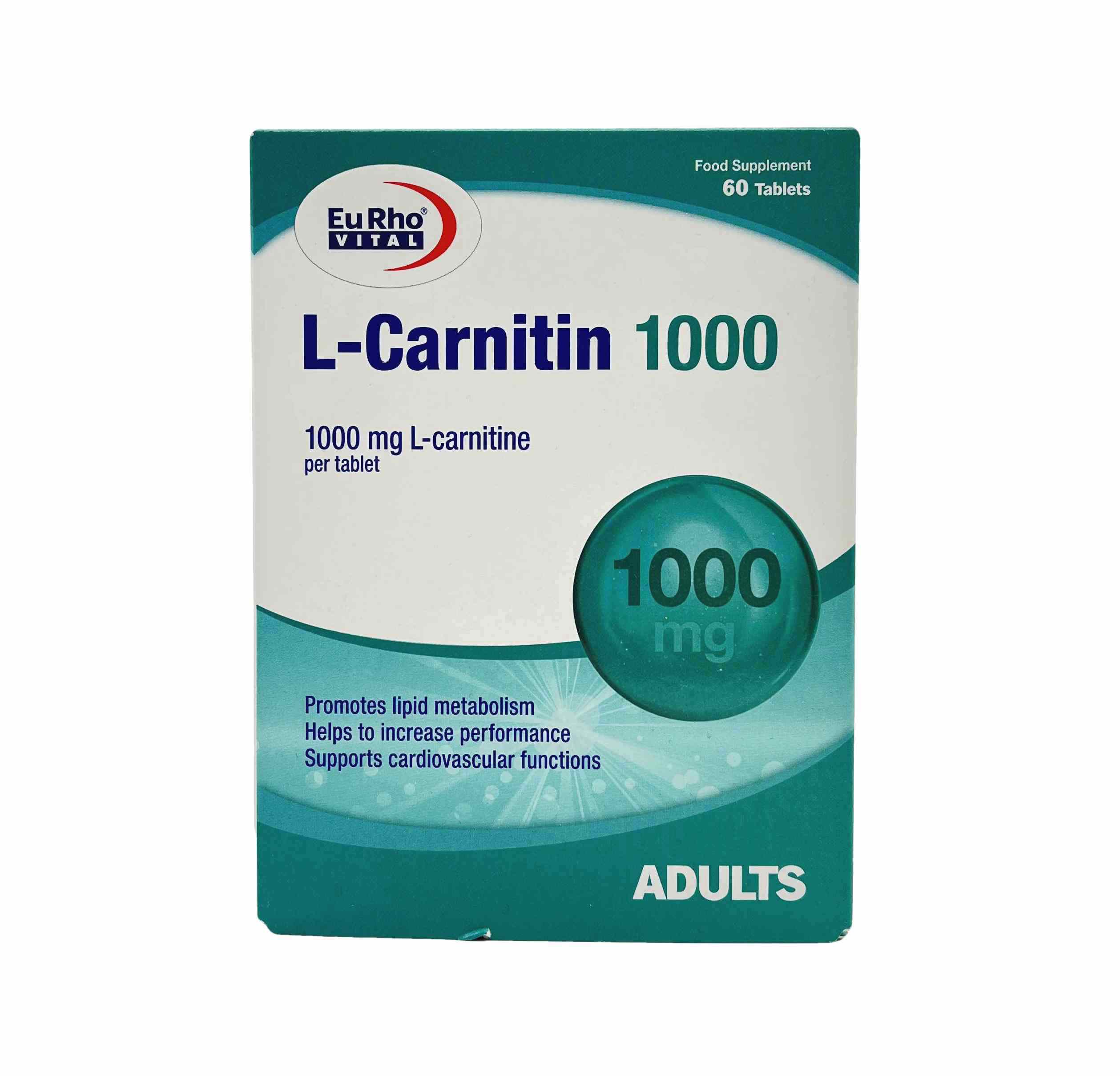 قرص ال کارنتین 1000 یوروویتال Eurhovital L-CARNITINE